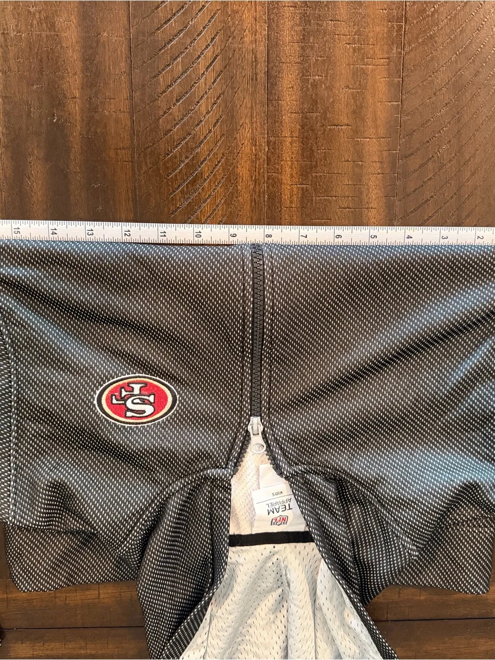 San Francisco 49ers NFL Team Apparel Kids Small 6/7 Black Full Zip Mesh Hoodie